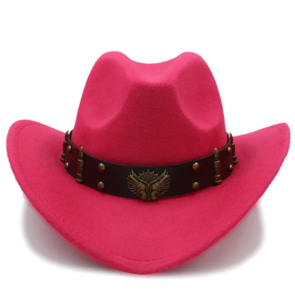 2 tailles Chapeaux de cowboy occidentaux pour hommes et femmes Chapeau de soleil Panama à large bord Chapeau Fedora d'extérieur Trilby Sombrero Fête Voyage Taille US 7 1/4 UK L
