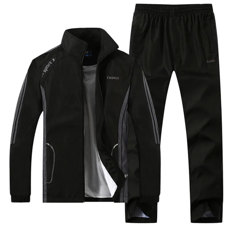 Ensemble de survêtement pour homme, collection printemps-automne, imprimé, 2 pièces : veste et pantalon, tenue de sport décontractée.