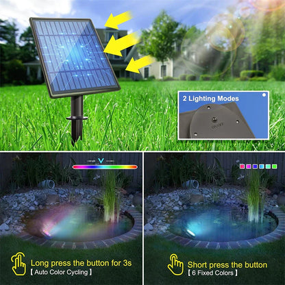 Solar Underwater Pond LED Lights RGB Swimming Pool Lamp Waterproof IP68 Outdoor Garden Lawn Fountains Aquarium Spotlight Lamp