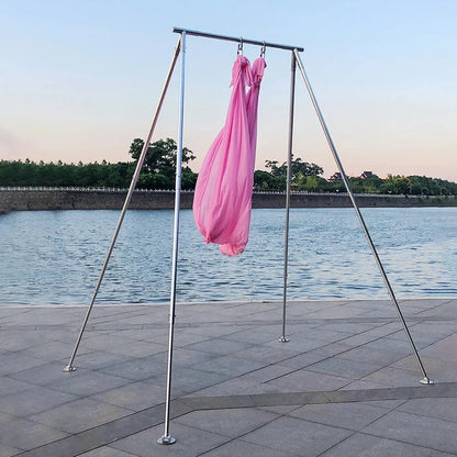 Alloy Magnesium Adjustable Portable Yoga Hammock Stand Aerial Platform Silver Frame with Carry Bags Recommended 3.4m