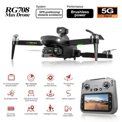 RG708MAX Drone Brushless Quadcopter GPS Positioning Screen Control Aerial Photography Obstacle Avoidance Drone