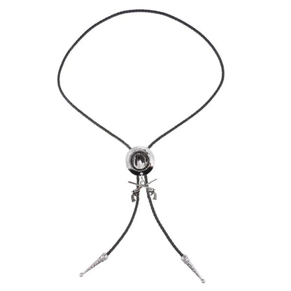 Chapeau de cowboy occidental à double pistolet, cravate bolo, accessoires de mode, cravate bolo en métal