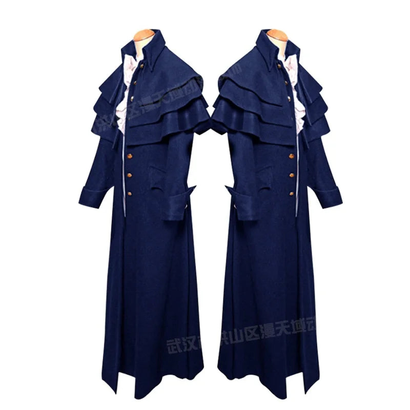 Halloween Medieval Steampunk Assassin Elves Pirate Costume For Adult Black Vintage Long Split Jacket Gothic Armor Leather Coats