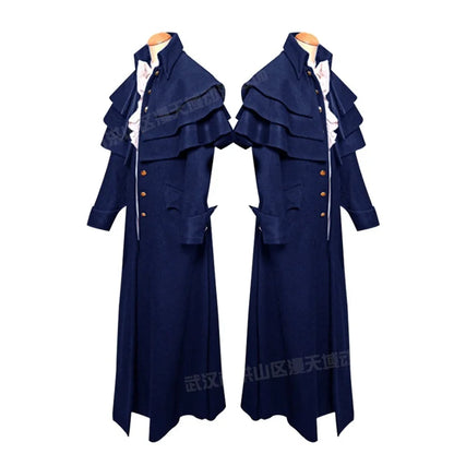 Halloween Medieval Steampunk Assassin Elves Pirate Costume For Adult Black Vintage Long Split Jacket Gothic Armor Leather Coats