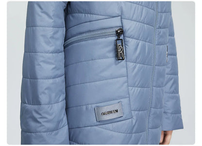 GASMAN 2022 Spring Autumn Jacket Women fashion casual long parka coat padded female stand-up Collar hooded ladies jackets 81858