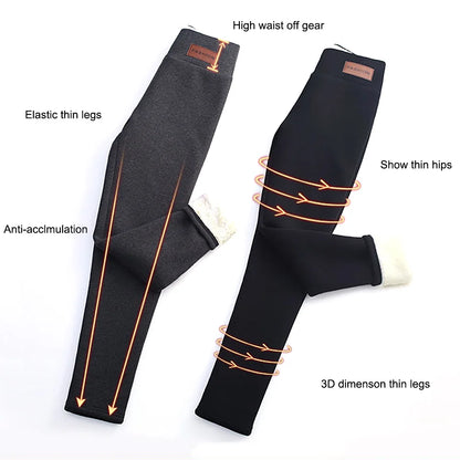 Hiver femmes Leggings solide chaud Leggings épaissir laine d'agneau taille haute polaire garder bout à bout haute extensible pantalon de marche poche