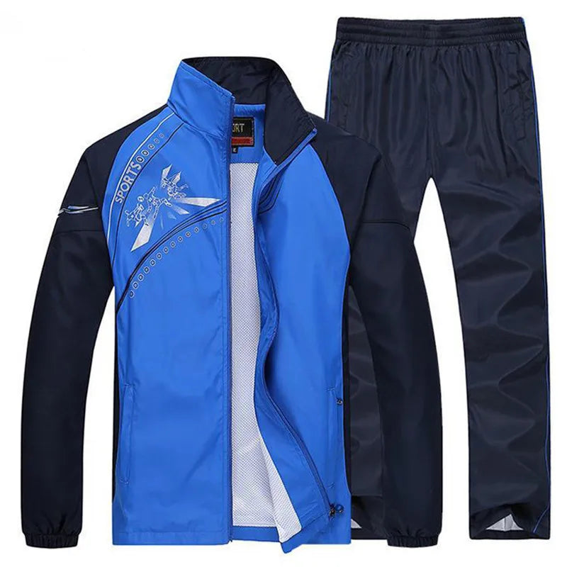 Ensemble de survêtement pour homme, collection printemps-automne, imprimé, 2 pièces : veste et pantalon, tenue de sport décontractée.