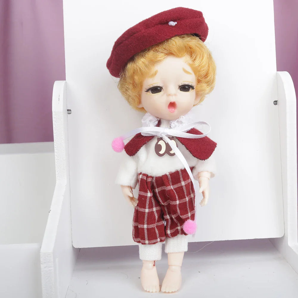 Blue Eyes16cm BJD Doll 13 Moveable Joint Dolls Boy Short Hair BJD Dolls Muilt-type Face Make Up Toy Cartoon Dress Girls  Dolls