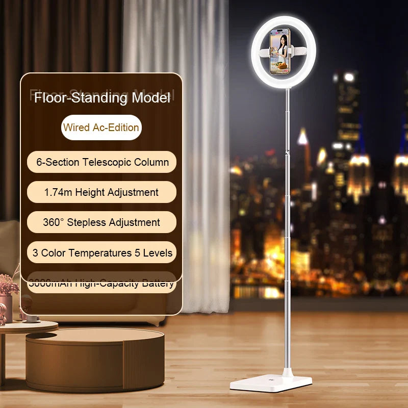 Foldable Content creator Kit Video Live  Photographic Flexible Floor Stand Selfie Ring Light WIth Stand for Video Recording