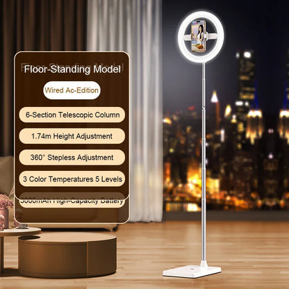 Foldable Content creator Kit Video Live  Photographic Flexible Floor Stand Selfie Ring Light WIth Stand for Video Recording