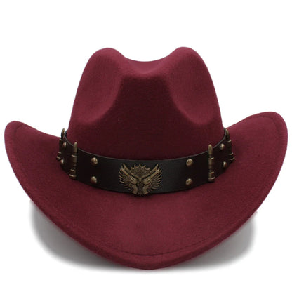 2 Sizes Men Women Western Cowboy Hats Wide Brim Panama Sunhat Outdoor Fedora Cap Trilby Sombrero Party Travel Size US 7 1/4 UK L