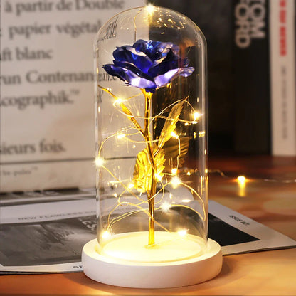 Fleurs lumineuses LED enchantées avec la Belle et la bête, dôme de roses décoratif pour mariage, saint-valentin, cadeau de fête des mères