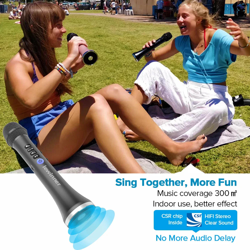 Lewinner L-698 Wireless Karaoke Microphone Bluetooth Speaker 2in1 Handheld Sing & Recording Portable KTV Player for iOS/Android