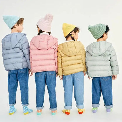 Doudoune Légère Enfant en Duvet de Canard Blanc, Nouveau Style Hiver, Manteau Court à Capuche pour Garçons et Filles, Vêtement d'extérieur pour Tout-petits