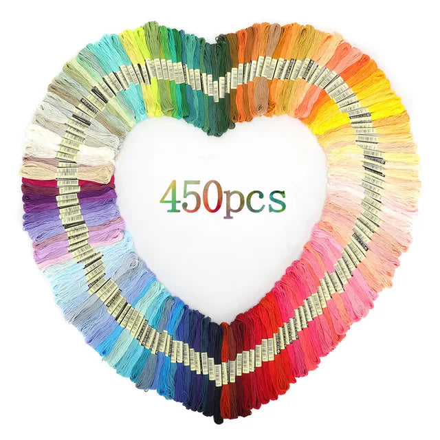 Embroidery Kit 50/150/200/250/450Pcs Cross Stitch Thread With Threader Bobbins Sewing Needles Storage Box Sewing Embroidery Kit