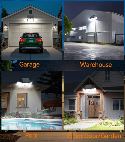 192 LED PIR Motion Sensor 3 Head Solar Outdoor Security Wall Light 270 Degree Wide Angle for Garden Garage Warehouse Pool-IP65