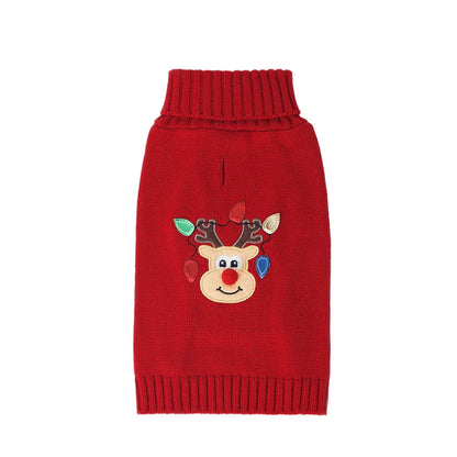 Nouveaux Vêtements pour Animaux Automne et Hiver Noël Cerf Mignon Pull Col Roulé Chien Chat Pull pour Animaux de Compagnie