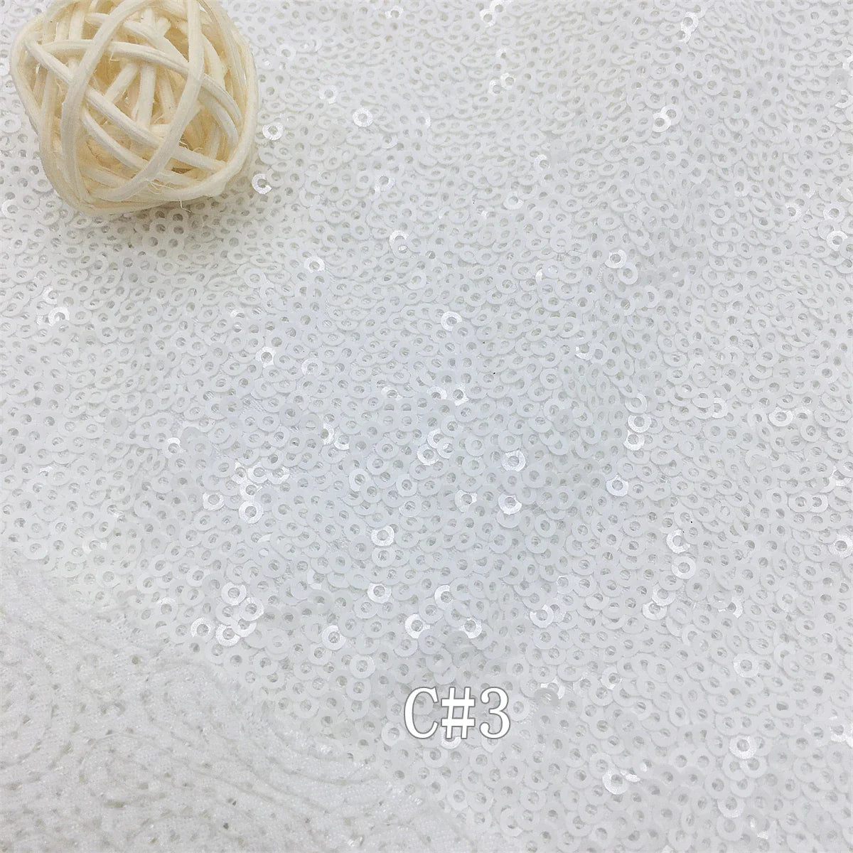 Tissu brodé haute qualité RX258 en satin, mat, haute densité, pailleté, 3mm, 13 coloris, base blanche