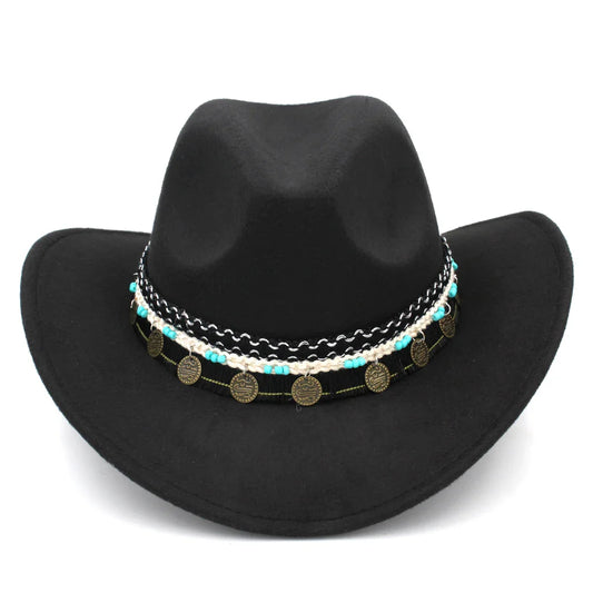 Men‘s Women's Western Cowboy Hat  Wide Brim Cowgirl Costume Cap Church Wedding Party Halloween Outdoor Fedoras Caps