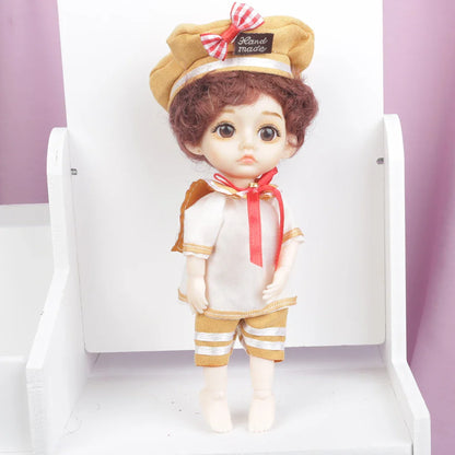 Blue Eyes16cm BJD Doll 13 Moveable Joint Dolls Boy Short Hair BJD Dolls Muilt-type Face Make Up Toy Cartoon Dress Girls  Dolls