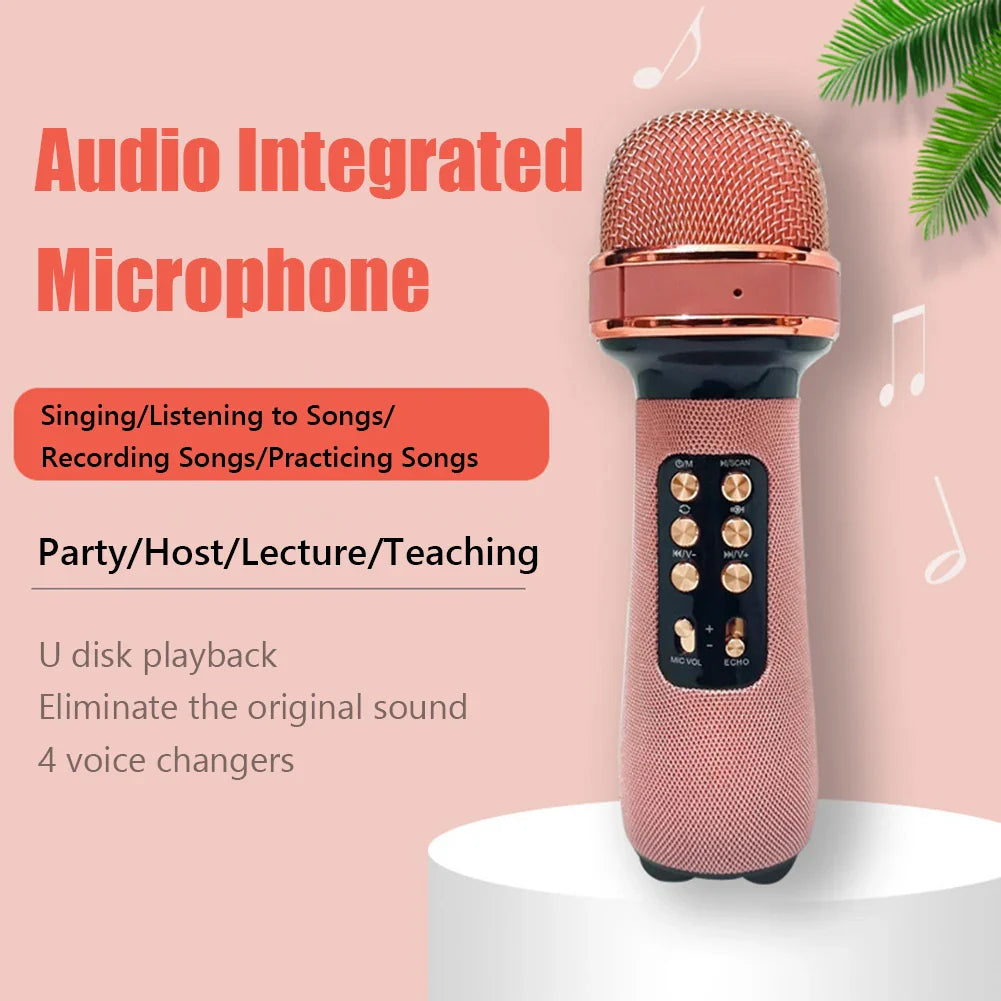 ALLOYSEED Karaoke Wireless Bluetooth-Compatible Microphone Handheld Music Singing Mic+FM+Voice Changing Audio Speaker Player