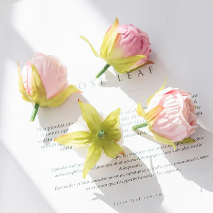 10Pcs Silk Tea Buds Roses Head Wedding Decorative Wreaths Valentine Decora Home Room Diy Gift Box Fake Plants Artificial Flowers