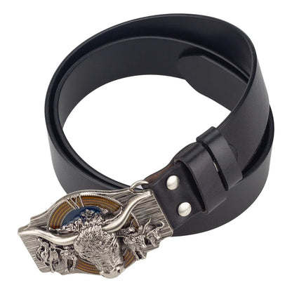 Boucle de ceinture Tauren en argent ancien, boucle lisse en métal, 4.0 Cowboy pour hommes