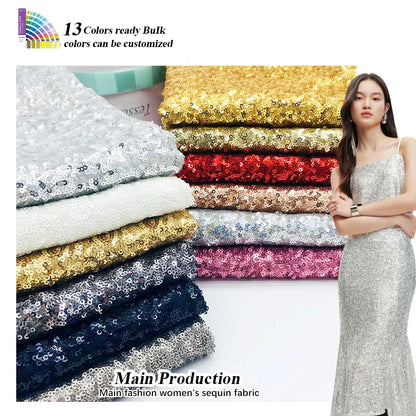 Tissu brodé haute qualité RX258 en satin, mat, haute densité, pailleté, 3mm, 13 coloris, base blanche
