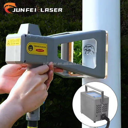 JUNFEI 20W/30W/50W Handheld UV Laser Marking Machine Mini Laser Engraver Air Cooling for Metal Supports DXF PLT BMP for Glass