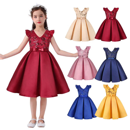 2024 New Arrivals Little Girls Party Wedding Formal Dresses Birthday Gown for 7 Years Old DGLG-005