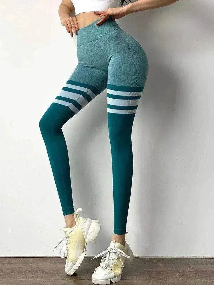 Legging de sport taille haute à rayures pour la gym et le yoga