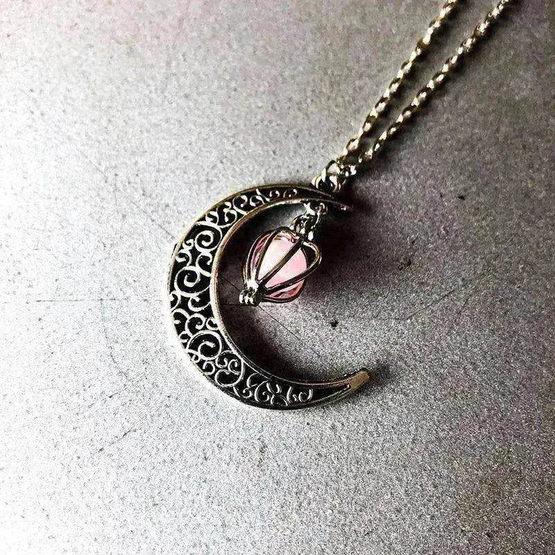 Hollow crescent Moon Luminous Pumpkin Necklace
