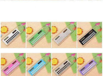Solar Mini Calculator Magnifier Multifunction  Ultra-thin Ruler, Office Supplies