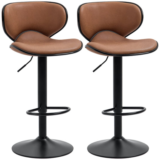 Tabourets de comptoir/bar réglables Anna avec siège pivotant - Lot de 2 - Marron