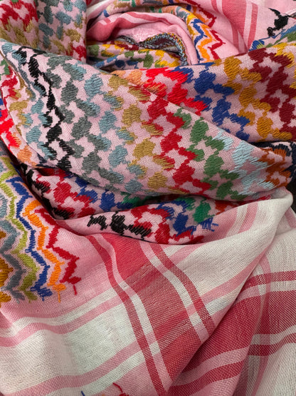 Vibrant Light Pink Kufiya (Keffiyeh) | Made in Jordan