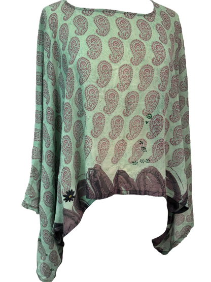 PRG7329 Sheer Avatar Pure Silk Kimono-Sleeved Top