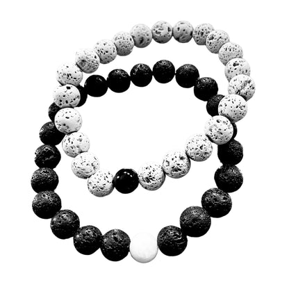 Ensemble de bracelets en pierre de lave Force + Lutte
