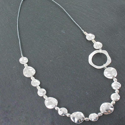 Beaten Disc Necklace In Silver Plate