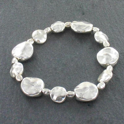 Beaten Disc Bracelet In Silver Plate