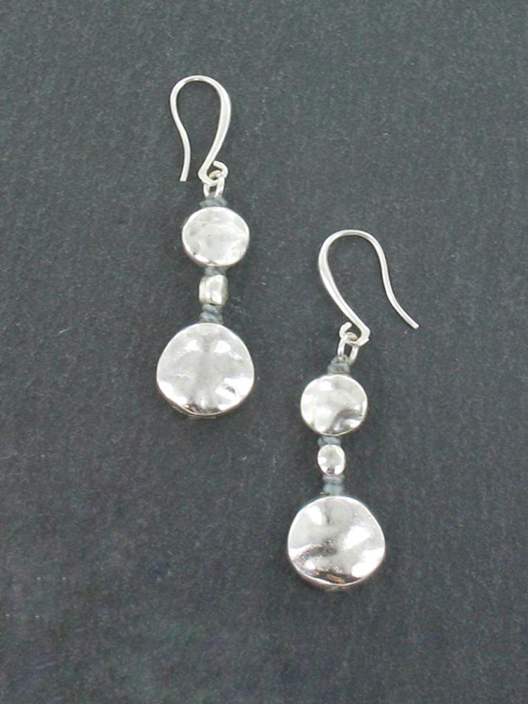 Double Beaten Disc Earrings In Silver Plate