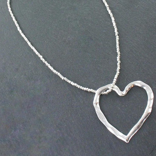 Collier Cœur Ouvert en Plaqué Argent