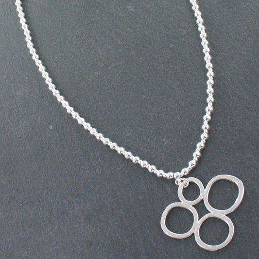 Silver Ball Necklace With Bubble Pendant In Silver Plate