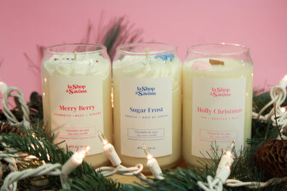 Chandelle de soya 16 oz - Holly Christmas
