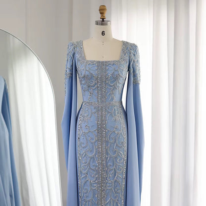 Kaftan style cape sleeves gown
