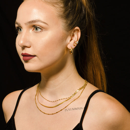 Collier multi-chaînes doré IRIS à triple rang