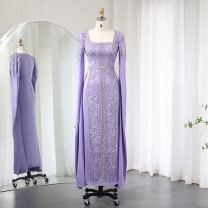 Kaftan style cape sleeves gown