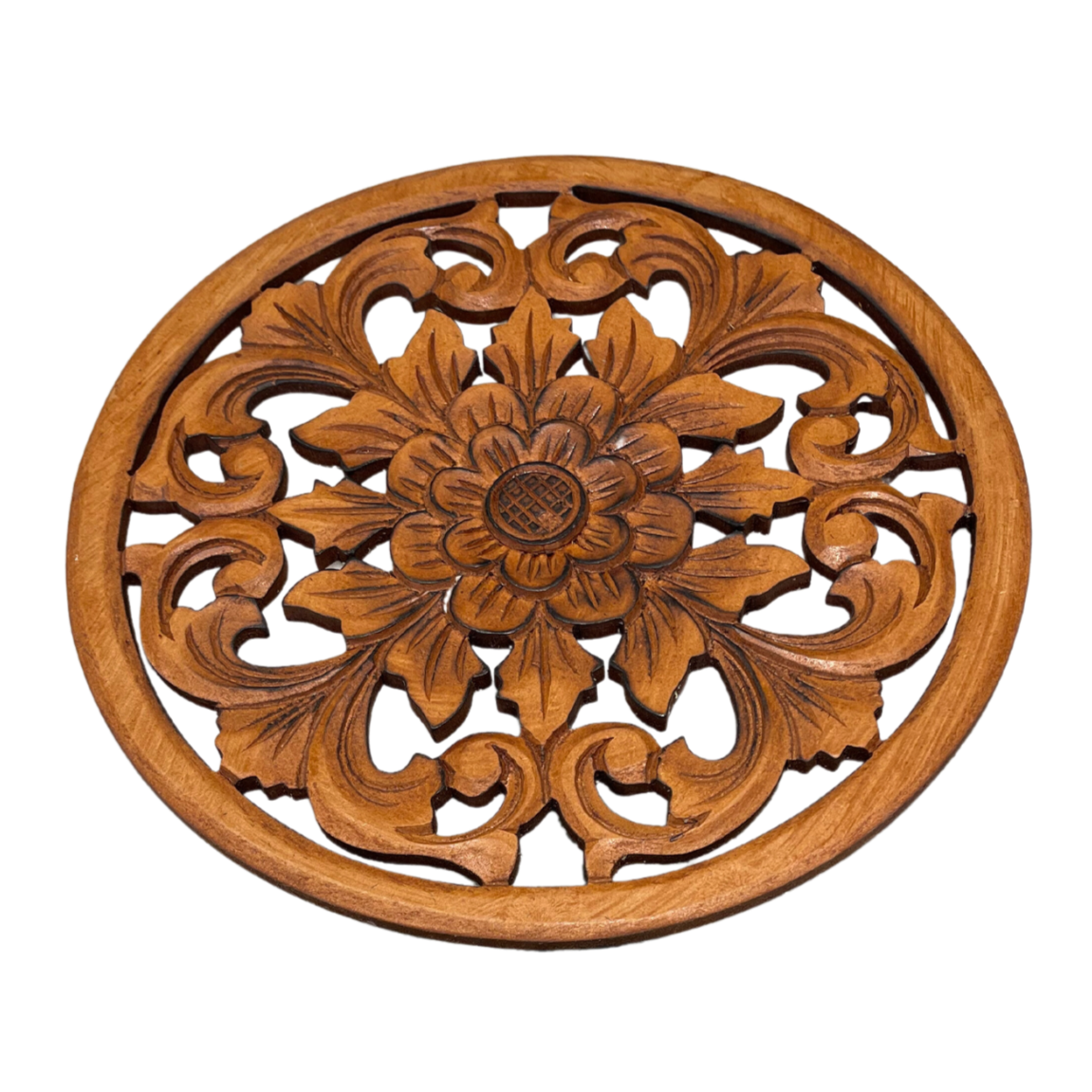 Wooden Round Carved Flower