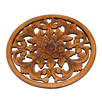 Wooden Round Carved Flower