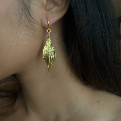 Boucles d'oreilles feuille texturée - Plaqué or
