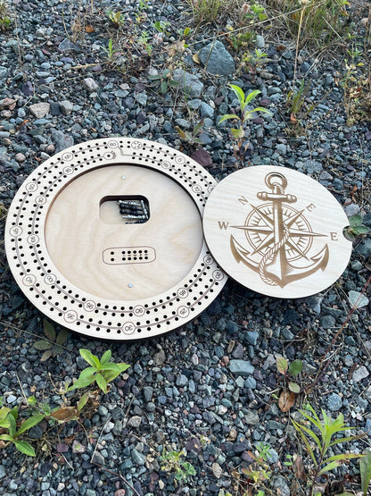 Handcrafted 9 Inch Two Player Cribbage Board with Storage | Wooden Travel Game by F&C Gift Store